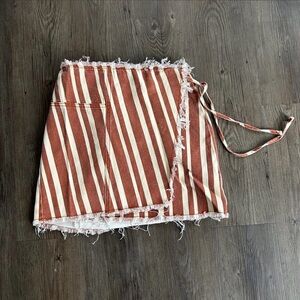 Cotton On Brown and White Striped Mini Skirt